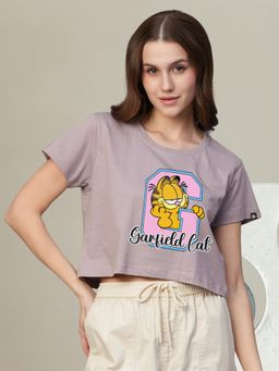 PRONK - Women Lavender Cotton Graphic T-shirt