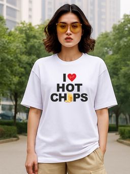 PRONK - White Snack wave Women Oversized Graphic Printed Casual T-Shirt