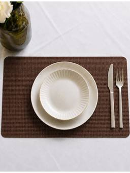 Aarvi Decor - Metallic PU Faux Leather Decorative Heat-Resistant Table Mat - Brown