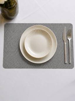Aarvi Decor - Metallic PU Faux Leather Decorative Heat-Resistant Table Mat - Grey