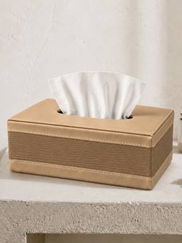 Aarvi Decor - Luxury Faux Leather Decorative Tissue Dispenser Holder Box - Brown