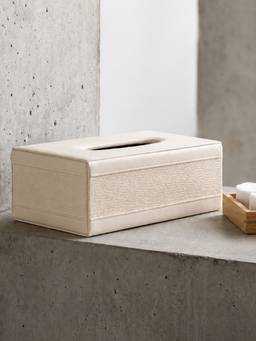 Aarvi Decor - Luxury Faux Leather Decorative Tissue Dispenser Holder Box - Cream