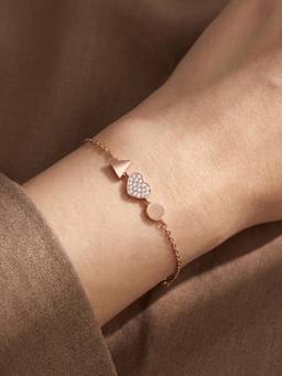 MHOIR - Rouge Heart Rose Gold Plated Stone Studded Bracelet