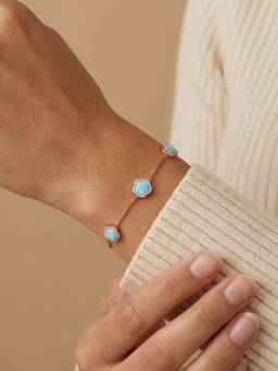 MHOIR - Olyne Rose Gold Plated Blue Stone Bracelet