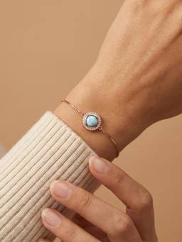 MHOIR - Aeris Rose Gold Plated Blue Stone Bracelet