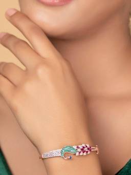 Zavya - The Original Peacock Rose Gold Plated Multi-Color Stone Bracelet