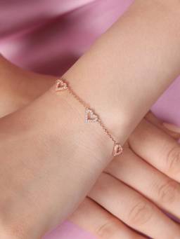 Zavya - Heartfelt Radiance 925 Sterling Silver Rose Gold-Plated Bracelet