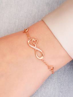 Zavya - Heart and Infinity 925 Silver Rose Gold Plated Bracelet