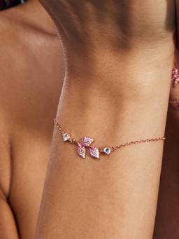 Zavya - Ombre Blushing Leaf Rose Gold Plated 925 Silver Bracelet