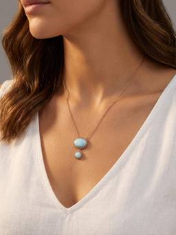 MHOIR - Lumen Rose Gold Plated Blue Necklace