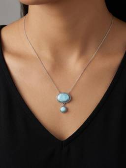 MHOIR - Lumen Silver Plated Blue Necklace