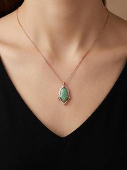 MHOIR - Lira Rose Gold Plated Green Stone Necklace