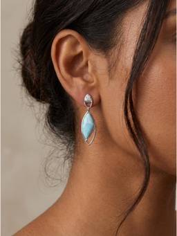 MHOIR - Celeste Silver Plated Blue Stone Drop Earrings