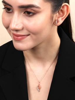 Zavya - Refined Beauty Rose Gold Plated 925 Sterling Silver Necklace Set