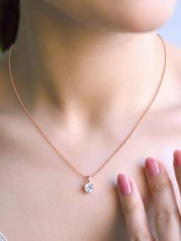 Zavya - Solitaire Rose Gold Plated 925 Sterling Silver Necklace