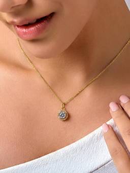 Zavya - Classic Solitaire Gold Plated 925 Sterling Silver Necklace