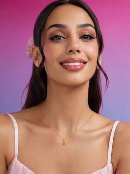Zavya - Yellow Solitaire Gold Plated 925 Silver Necklace