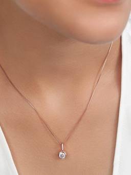 Zavya - Elegant Solitaire Rose Gold Plated 925 Silver Necklace