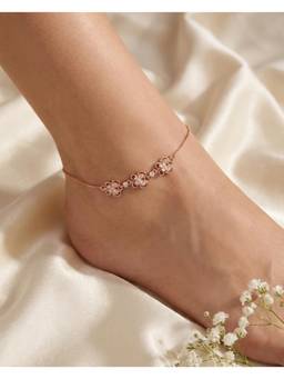 MHOIR - Aureline Rose Gold Plated Stone Anklets