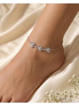 MHOIR - Aureline Silver Plated Stone Anklets