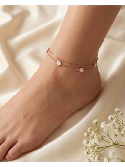 MHOIR - Liora Rose Gold Plated White Stone Anklets