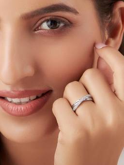 Zavya - Divine Cross Rhodium Plated 925 Sterling Silver Ring