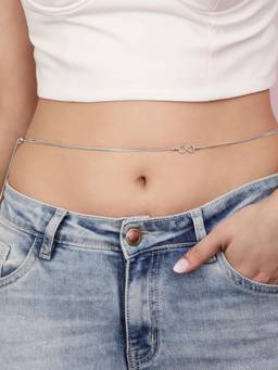 Zavya - Infinity Rhodium Plated 925 Sterling Silver Waist Chain