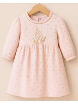 Earthy Tweens - Girls Pink Embellished Knee Length Dress