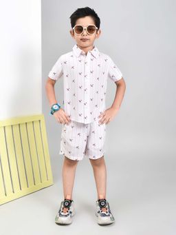 YOUMAA - Boys Pink Stripes Shirt with Shorts