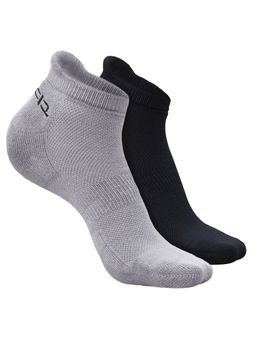 Heelium - Bamboo Ankle Socks-FreeSize UK7-11,2 Pairs,LGrey,Black,Anti dour,Anti Blister (Pack of 2)