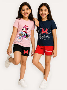 Kuchipoo - Disney Girls Cotton T-Shirts and Shorts (Dkuc-Nsut-124) (Set of 4)