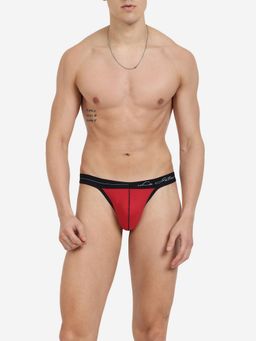 La Intimo - Nice Fit Red Cotton Elastane Thong Brief