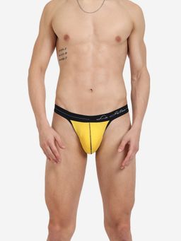 La Intimo - Nice Fit Yellow Cotton Elastane Thong Brief