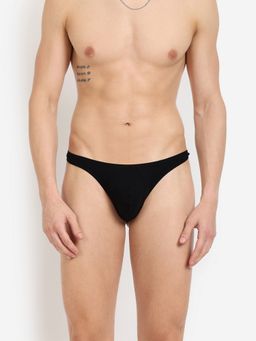 La Intimo - Comfy Black Cotton Elastane Thong Brief