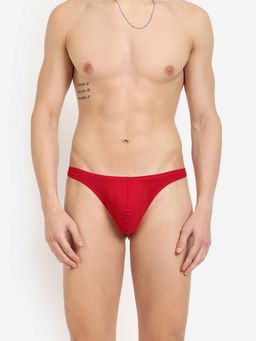 La Intimo - Comfy Red Cotton Elastane Thong Brief