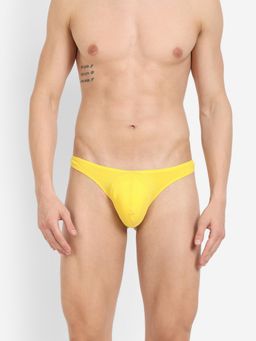 La Intimo - Comfy Yellow Cotton Elastane Thong Brief