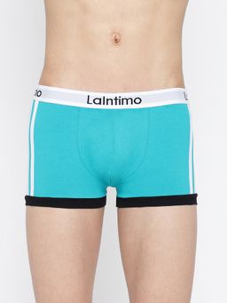 La Intimo - Teal Cotton Elastane Body Boost Striped Trunk