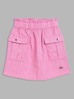 Elle Kids - Cotton A-line Skirt With Patch Pocket, Snap Button, Metal Button