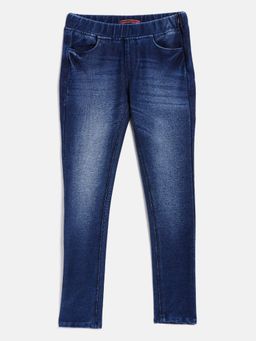 CRIMSOUNE CLUB - Girls Blue Solid Skinny Fit Jeans