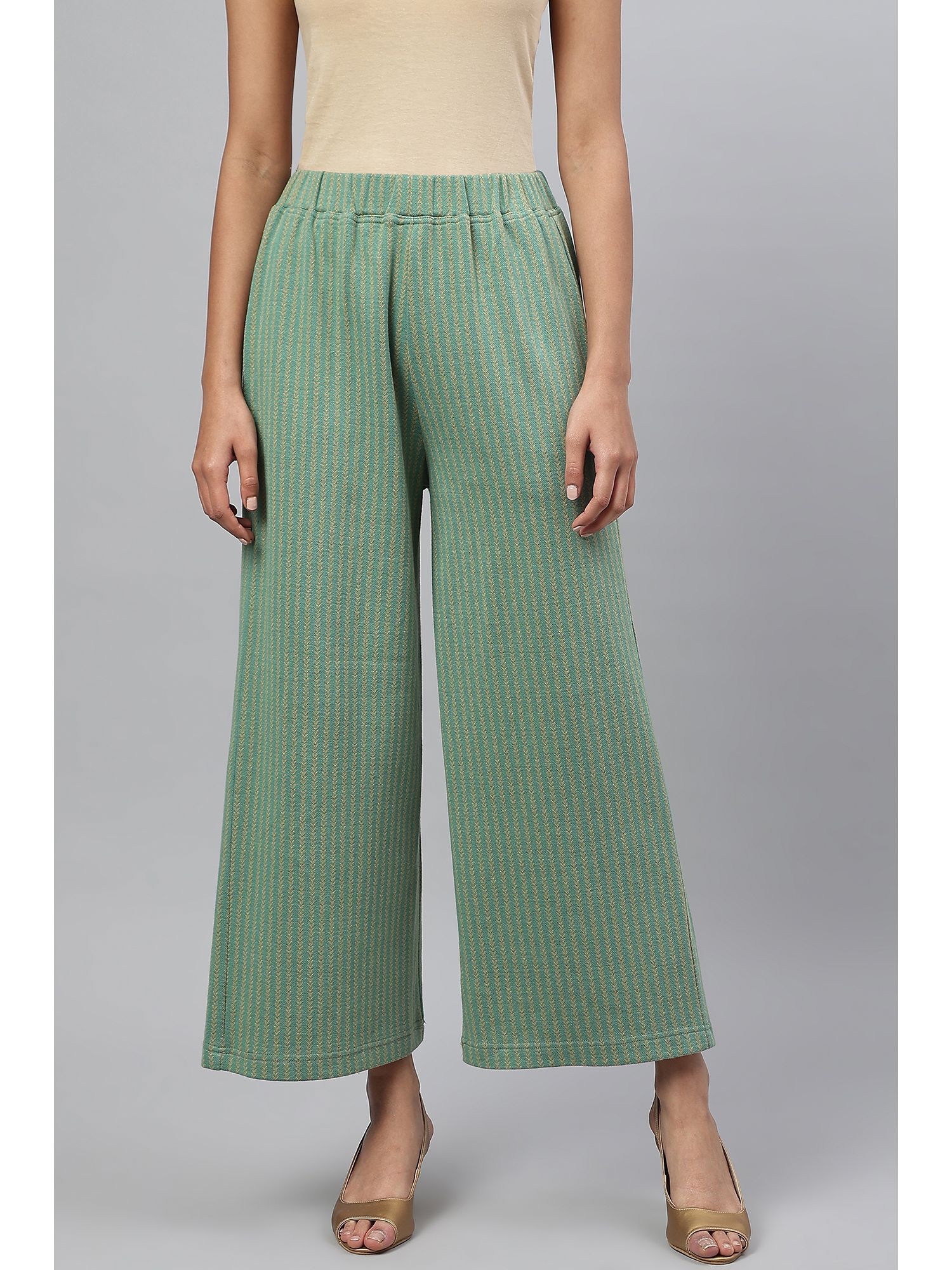 aurelia Green Straight Jacquard Winter Palazzo-picture-41