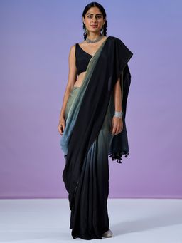 Okhai - Black Stone Ombre Modal Muslin Silk Saree