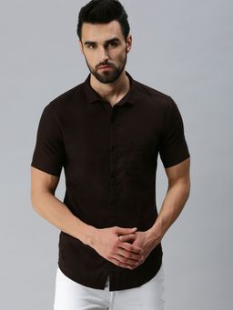SHOWOFF - Adults-men Casual Solid Slim Fit Shirts-brown