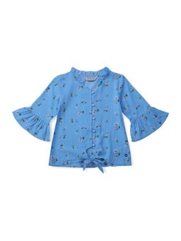 Gini & Jony - Girls Blue Printed Top 3/4Th Sleeveless