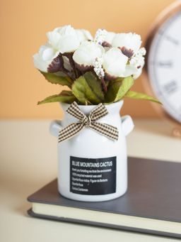 Voncasa - Flower with Pot - White