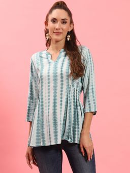 Shree - Women Rayon Blue Tie Dye Printed Tunic