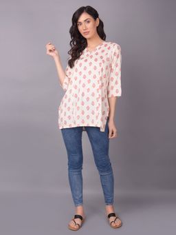Shree - Women Rayon Off White Floral Printed Tunic