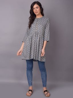 Shree - Women Rayon Grey Floral Printed Tunic