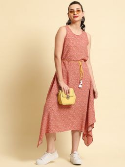 Shree - Women Rayon Pink Floral Printed Dress