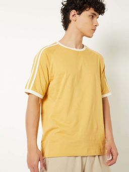 max - Yellow Cotton Half Sleeves Crew Neck Solid/Plain T-Shirt