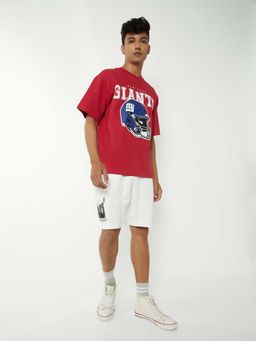max - Red Cotton Half Sleeves Crew Neck Printed T-Shirt